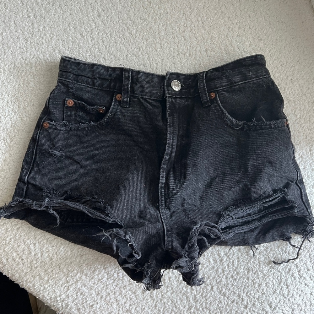 Zara black denim shorts
